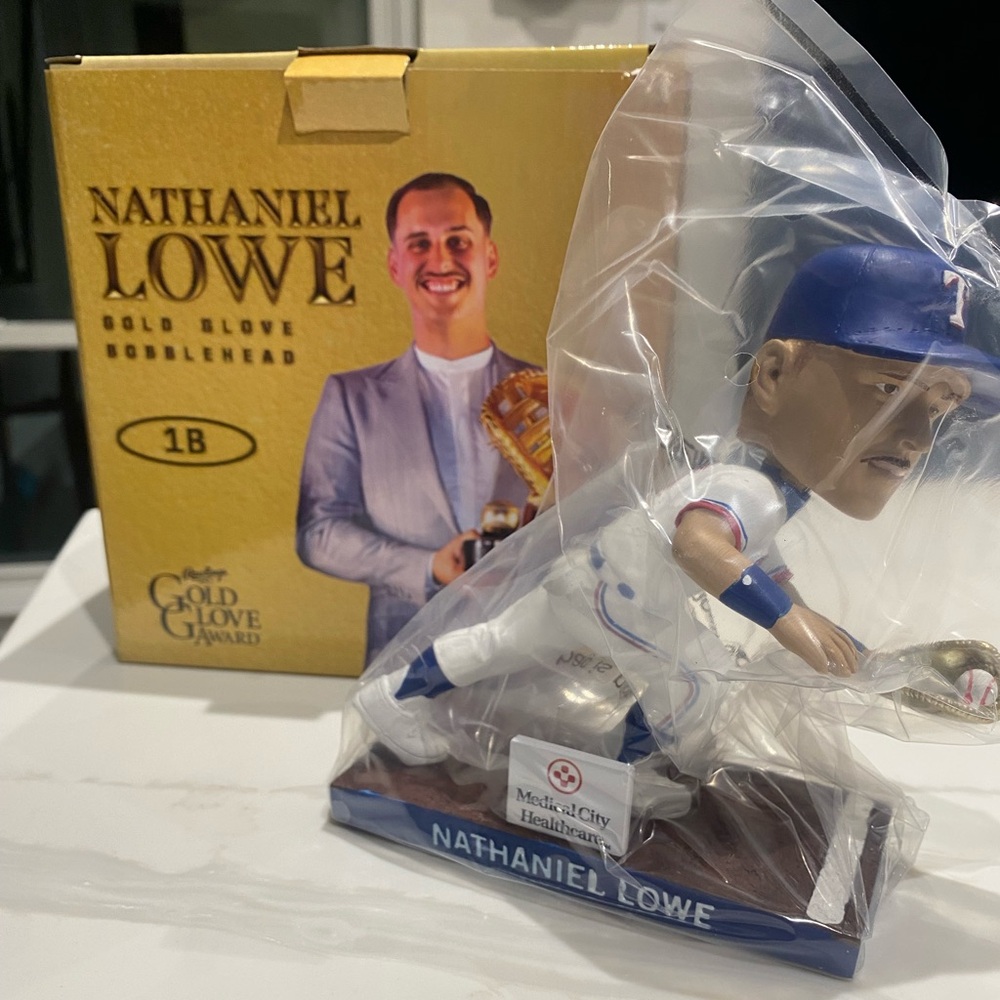 Texas Rangers Nathaniel Lowe Gold Glove Bobblehead SGA 7/2/24 Giveaway NIB